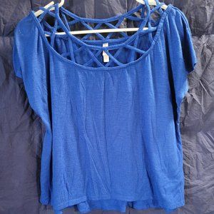 Blue criss crop shirt